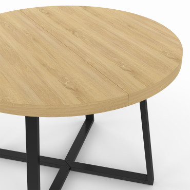 Table à manger ronde Sana bois et noir Ø110cm
