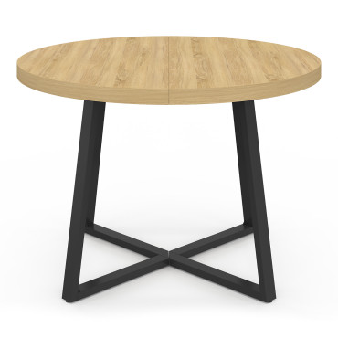 Table à manger ronde Sana bois et noir Ø110cm