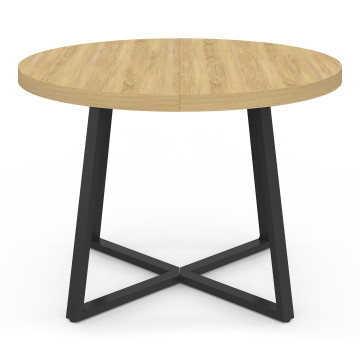 Table à manger ronde Sana bois et noir Ø110cm