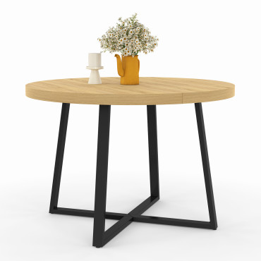 Table à manger ronde Sana bois et noir Ø110cm
