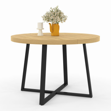 Table à manger ronde Sana bois et noir Ø110cm