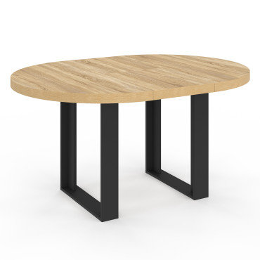 Table à manger ronde extensible Brixton bois et noir Ø110-150cm