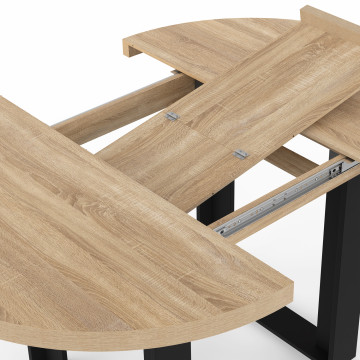 Table à manger ronde extensible Brixton bois et noir Ø110-150cm