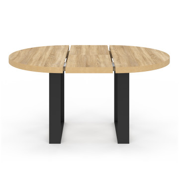 Table à manger ronde extensible Brixton bois et noir Ø110-150cm
