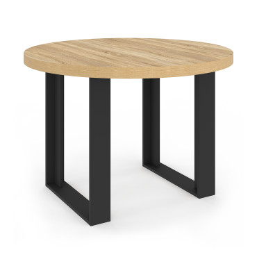 Table à manger ronde extensible Brixton bois et noir Ø110-150cm