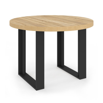Table à manger ronde extensible Brixton bois et noir Ø110-150cm