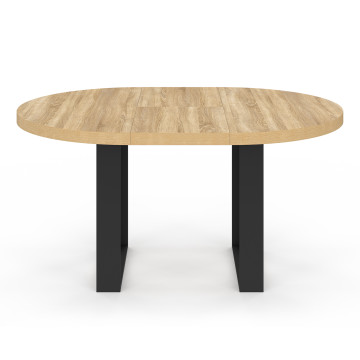 Table à manger ronde extensible Brixton bois et noir Ø110-150cm