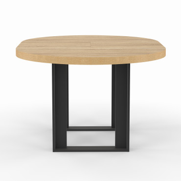 Table à manger ronde extensible Brixton bois et noir Ø110-150cm