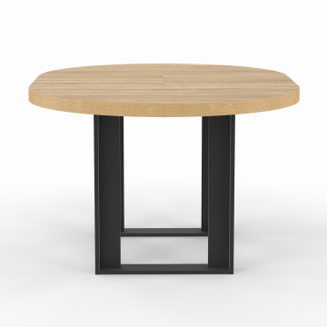 Table à manger ronde extensible Brixton bois et noir Ø110-150cm