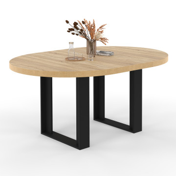 Table à manger ronde extensible Brixton bois et noir Ø110-150cm