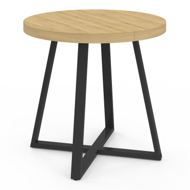 Table à manger ronde Sana bois et noir Ø80cm