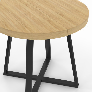 Table à manger ronde Sana bois et noir Ø80cm