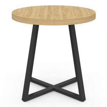 Table à manger ronde Sana bois et noir Ø80cm