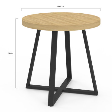 Table à manger ronde Sana bois et noir Ø80cm
