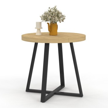 Table à manger ronde Sana bois et noir Ø80cm