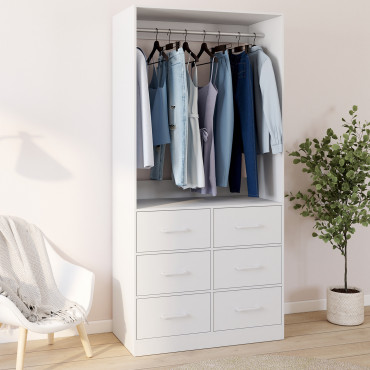 Dressing Uma avec 1 penderie et 6 tiroirs blanc