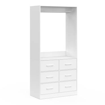 Dressing Uma avec 1 penderie et 6 tiroirs blanc