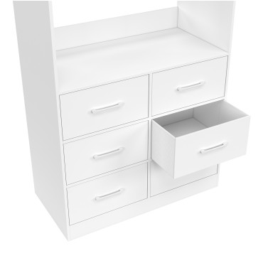 Dressing Uma avec 1 penderie et 6 tiroirs blanc