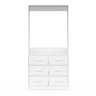 Dressing Uma avec 1 penderie et 6 tiroirs blanc