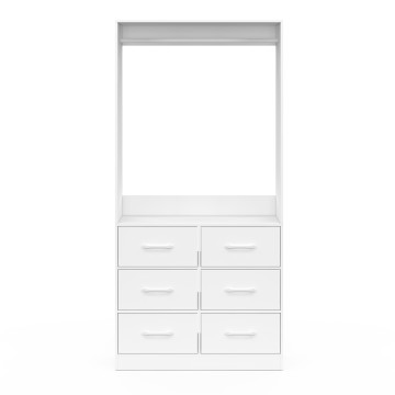 Dressing Uma avec 1 penderie et 6 tiroirs blanc