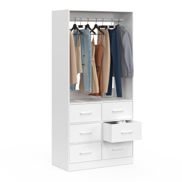 Dressing Uma avec 1 penderie et 6 tiroirs blanc