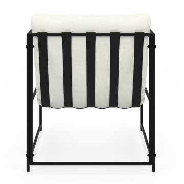 Fauteuil Penelope en tissu blanc et pieds métal noirs