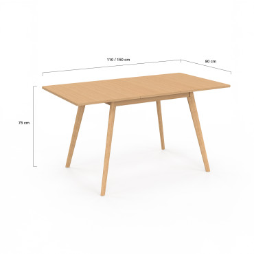 Table à manger extensible Venezia bois 110-150cm
