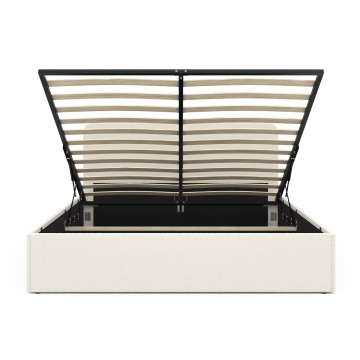 Lit coffre Louise en bouclette avec sommier et tête de lit arrondie 160x200cm