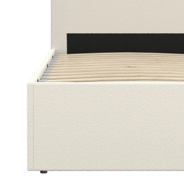 Lit coffre Louise en bouclette avec sommier et tête de lit arrondie 160x200cm