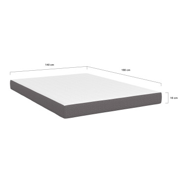 Matelas mémoire de forme épaisseur 16cm blanc et gris 140x190cm