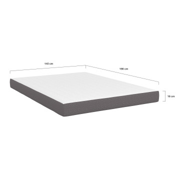 Matelas mémoire de forme épaisseur 16cm blanc et gris 140x190cm