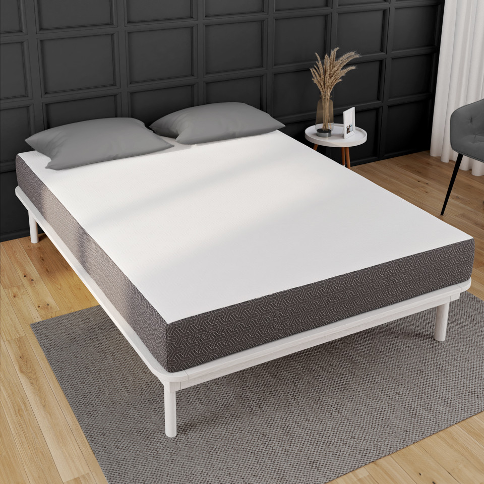 Matelas mémoire de forme épaisseur 20cm blanc et gris 140x190cm Matelas mémoire de forme épaisseur 20cm blanc et gris 140x190cm