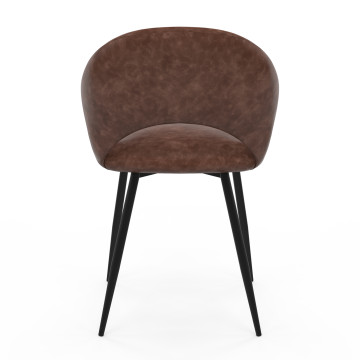 Chaises Rebecca avec accoudoirs en similicuir marron et pieds métal - lot de 2