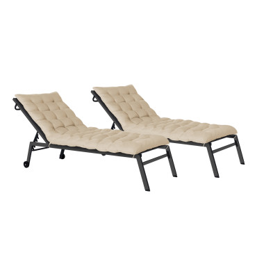 Coussins universels beiges pour bain de soleil - lot de 2