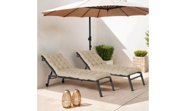 Coussins universels beiges pour bain de soleil - lot de 2