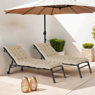 Coussins universels beiges pour bain de soleil - lot de 2