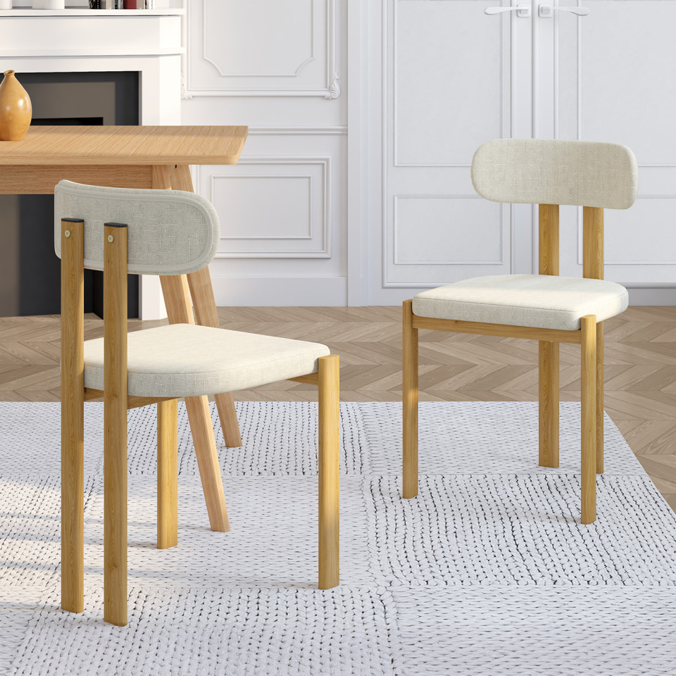 Chaises Elsa en tissu beige et pieds métal - lot de 2 Chaises Elsa en tissu beige et pieds métal - lot de 2