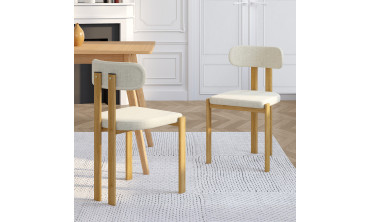 Chaises Elsa en tissu beige et pieds métal - lot de 4