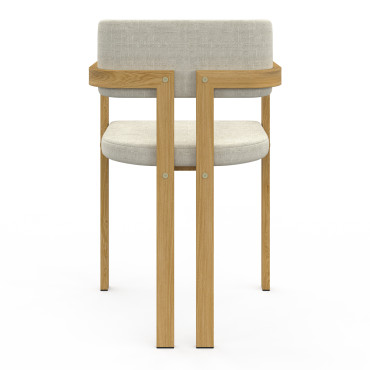 Chaises Elsa avec accoudoirs en tissu beige et pieds métal - lot de 2