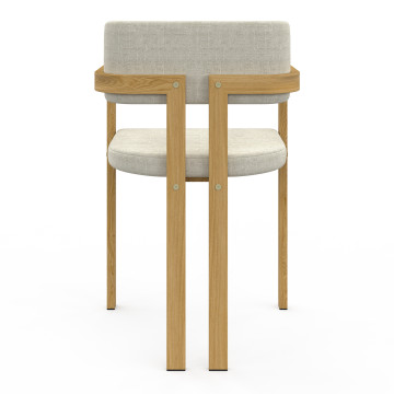 Chaises Elsa avec accoudoirs en tissu beige et pieds métal - lot de 2
