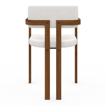 Chaises Elsa avec accoudoirs en bouclette et pieds métal effet noyer - lot de 2