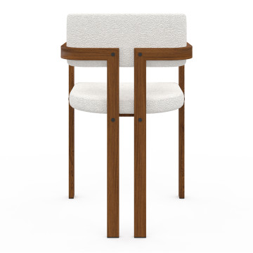 Chaises Elsa avec accoudoirs en bouclette et pieds métal effet noyer - lot de 2