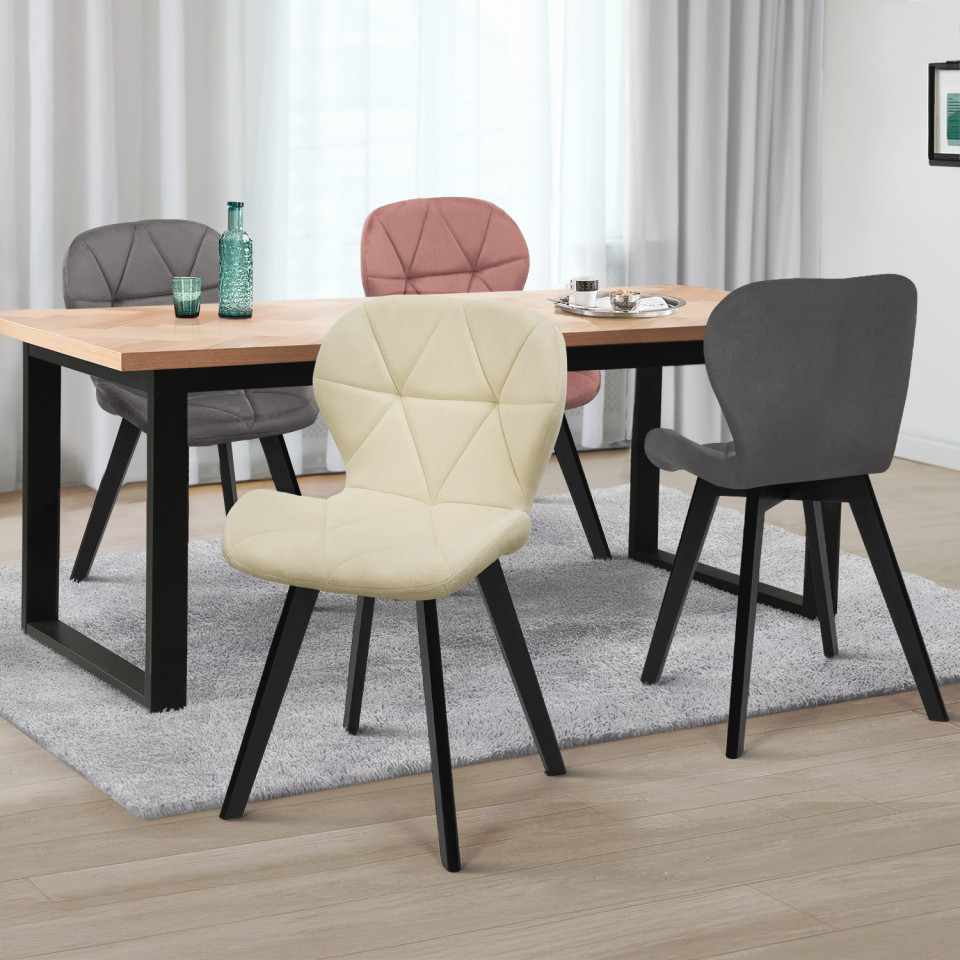Chaises Daisy en velours mix de couleurs (crème