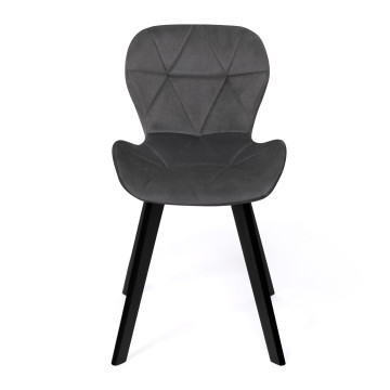 Chaises Daisy en velours mix de couleurs (crème, gris clair, gris foncé et rose) - lot de 4