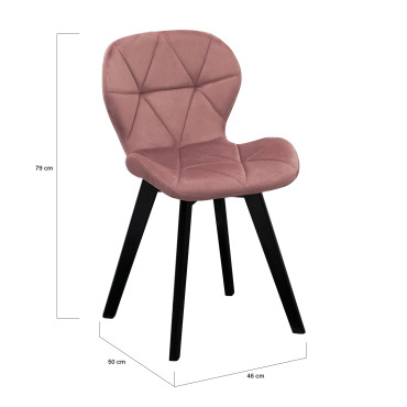 Chaises Daisy en velours mix de couleurs (crème, gris clair, gris foncé et rose) - lot de 4