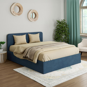 Lit coffre Louise 140x190cm velours bleu