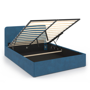 Lit coffre Louise 140x190cm velours bleu
