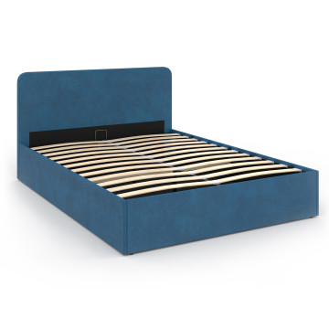 Lit coffre Louise 140x190cm velours bleu
