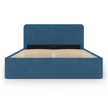 Lit coffre Louise 140x190cm velours bleu