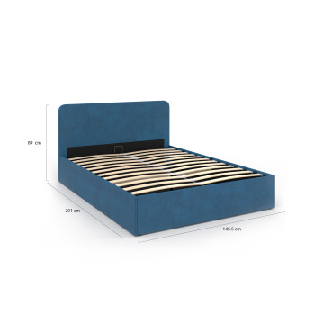 Lit coffre Louise 140x190cm velours bleu